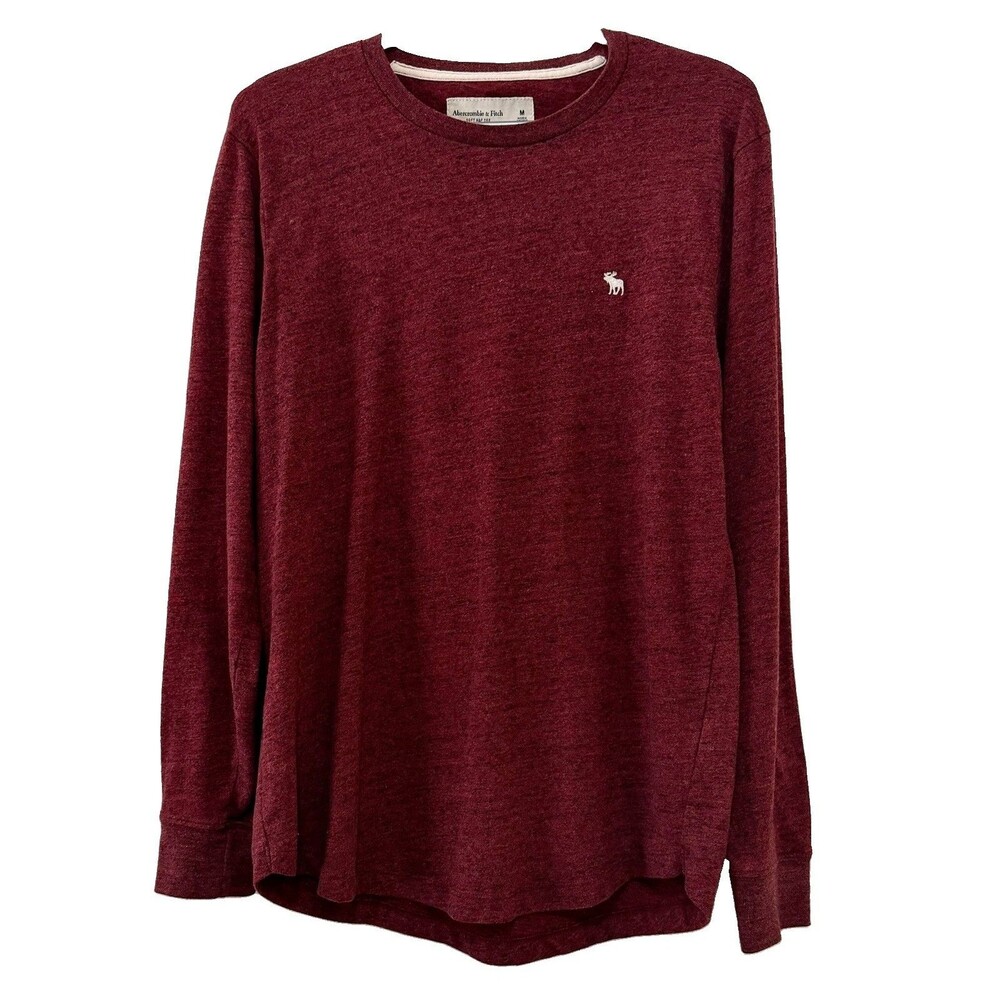 Abercrombie & Fitch Soft A&F Tee Mens M Burgundy Heather Long Sleeve Crew Neck